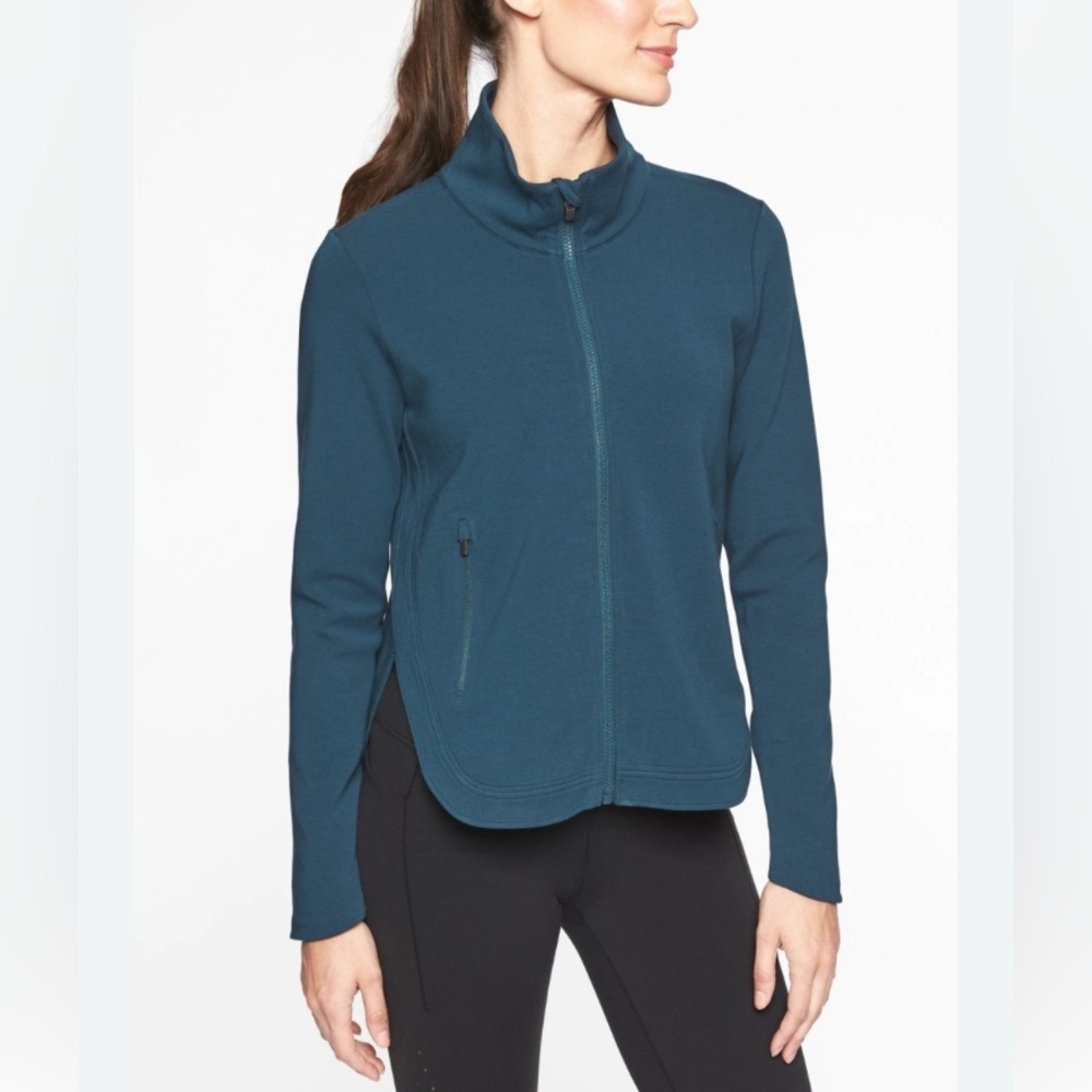 ATHLETA INTERVAL JACKET STYLISH ATHLEISURE ELEVATED BLUE/TEAL WOMENS SZ SMALL
